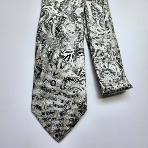 Principe Moores Men's Necktie 100 % Silk Silver and Grey 58" x 3" Italy New $85 - Picture 2 of 6